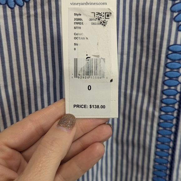NWT Vineyard Vines Dress Embroidered Cisco Swing Dress Blue White Stripe, Sz 0 - Picture 6 of 9
